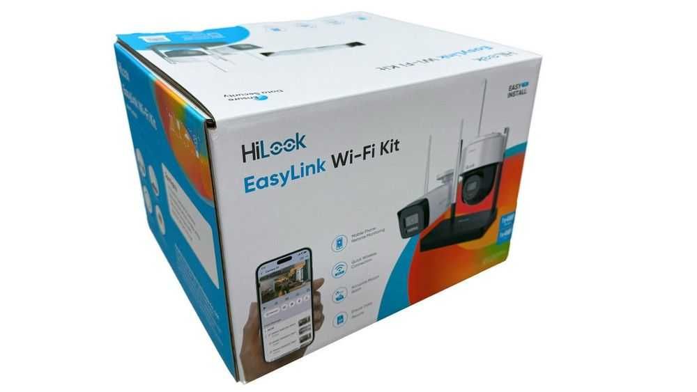 Kit sistem supraveghere 2 camere WiFi, NVS HiLook 4MP PTZ card 256GB