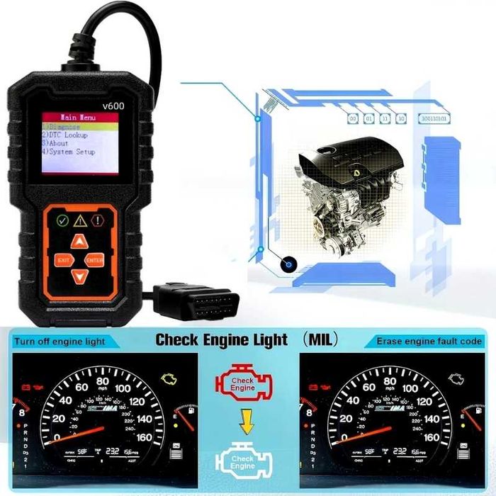 Full OBD2 EOBD автомобилен диагностичен кодочетец V600