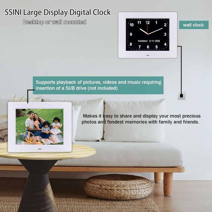 Голям дисплей с дигитален календар и дневен часовник