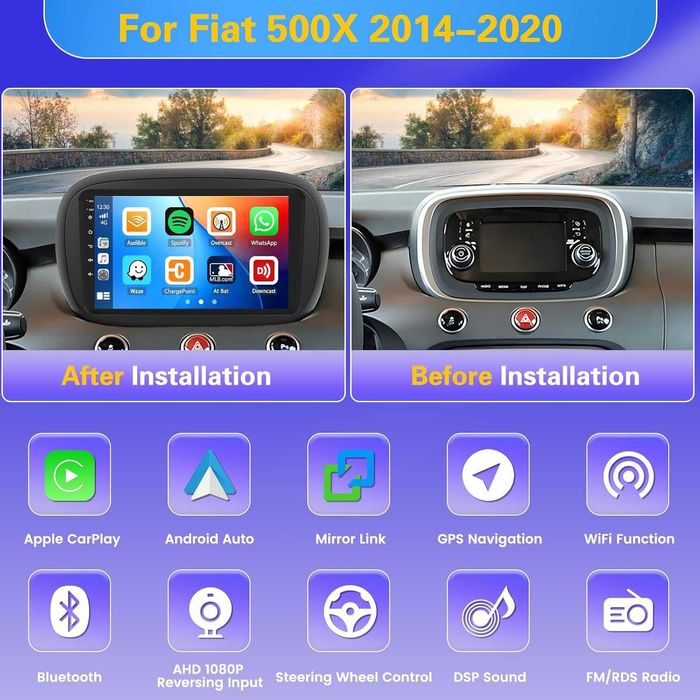 Мултимедия за FIAT 500X Андроид навигация Android 2DIN Двоен дин 500x