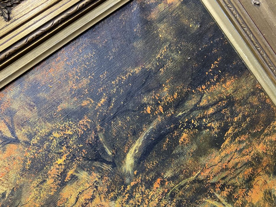 Маслена картина R Bernat Zik есенен горски пейзаж 1950 те