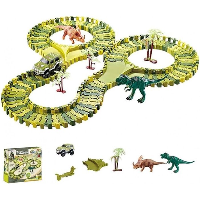 Set de curse interactiv Dinosaur Track Toys, 120 piese + Masinuta ele