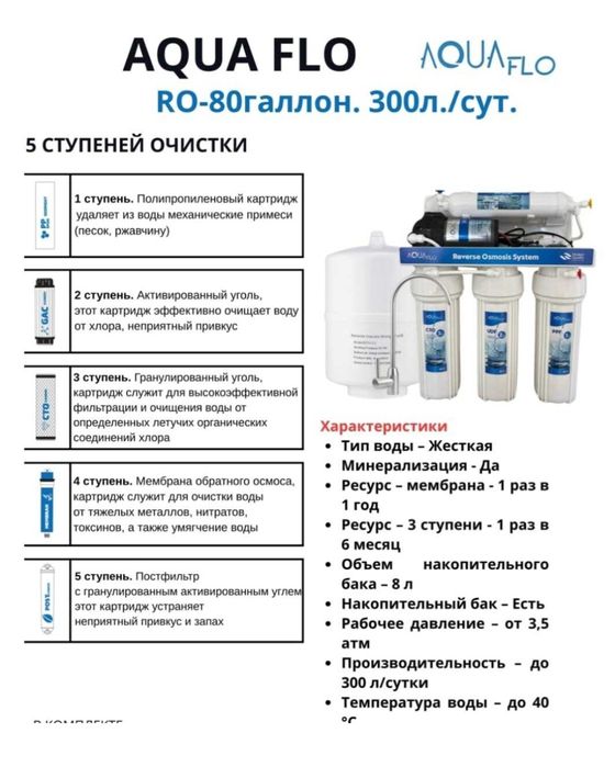 Фильтр для воды осмос  AQUA FLO