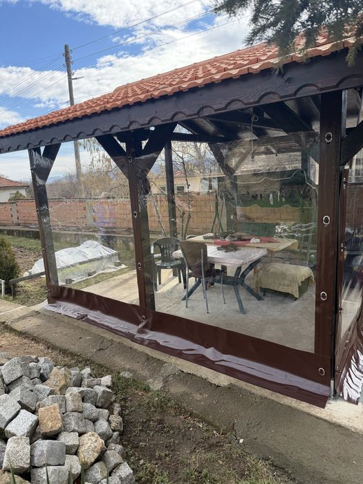 Ветроупорни завеси,пана против вятър,перголи сенници винил барбекю