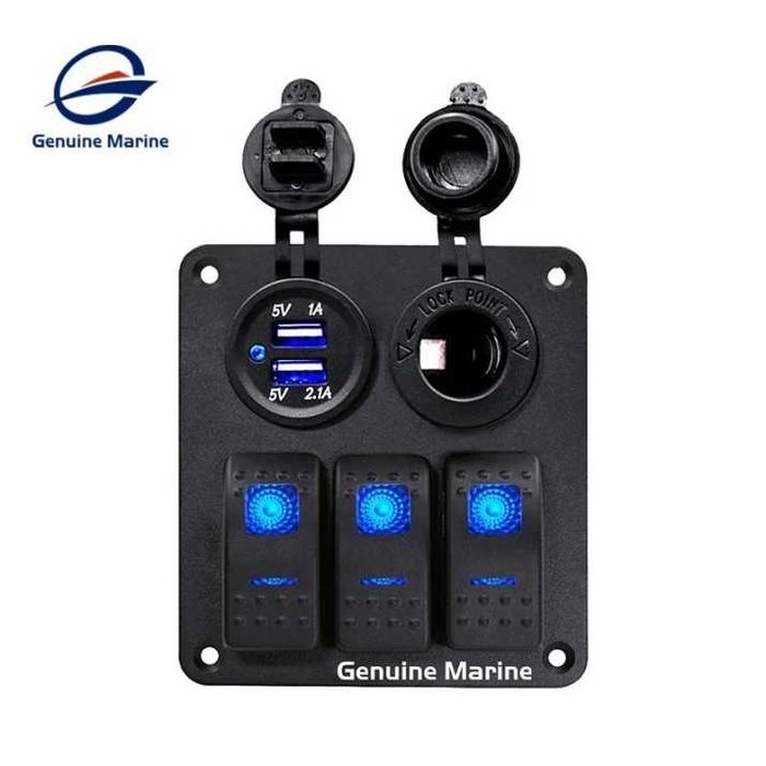 Панел за вграждане с 3 бутона + 2 USB + Запалка