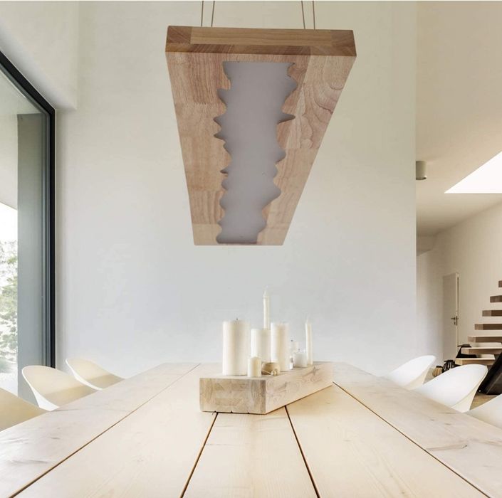 Висяща Лед лампа 100 см дърво и епоксидна смола трапезария, остров.