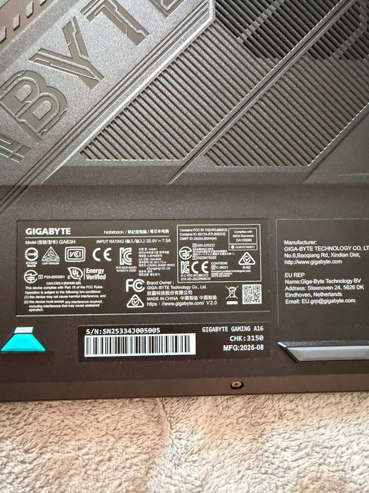 Laptop Gaming GIGABYTE A16