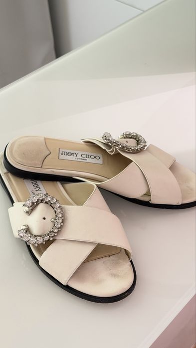 Papuci jimmy choo originali piele albi