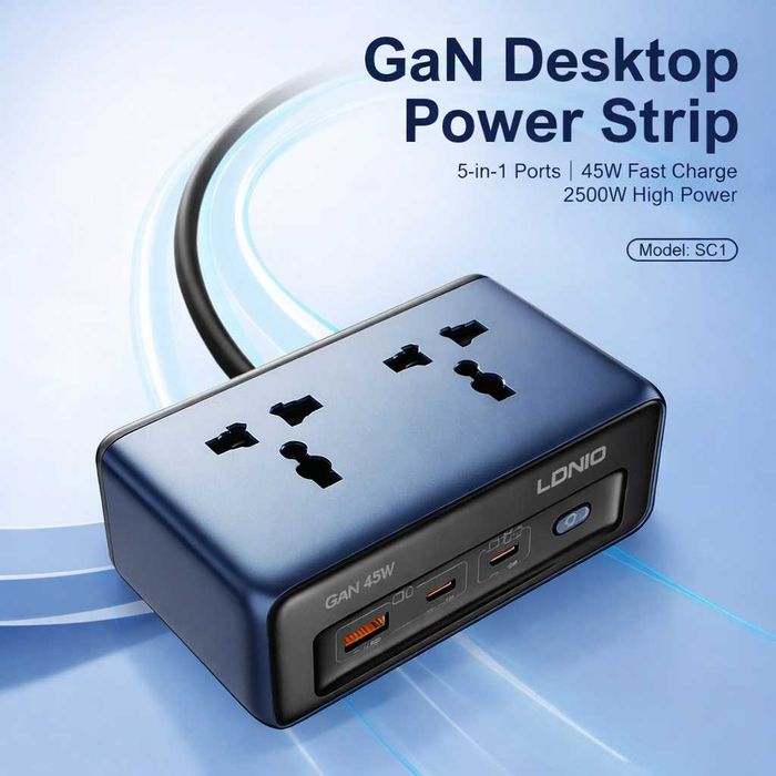 Настольный Удлинитель с Поддержкой GaN-Зарядки. Есть доставка