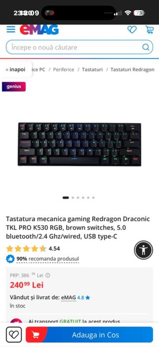 Tastatura gaming red dragon