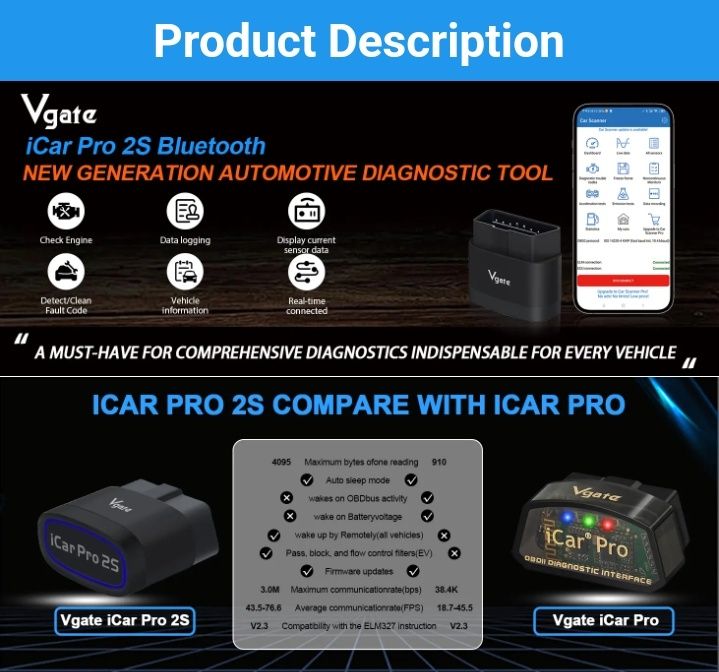 Промо! VGate  iCar Pro 2S Super Bluetooth 5.3, Lifetime upda