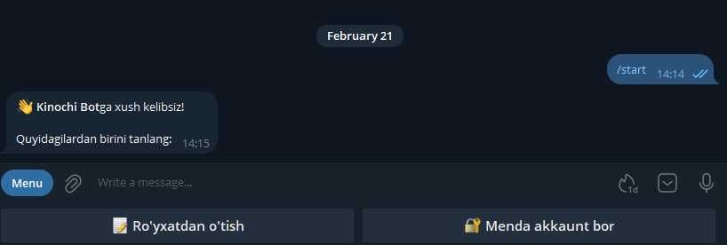 Telegram bot yasash xizmati | Premium kino boti