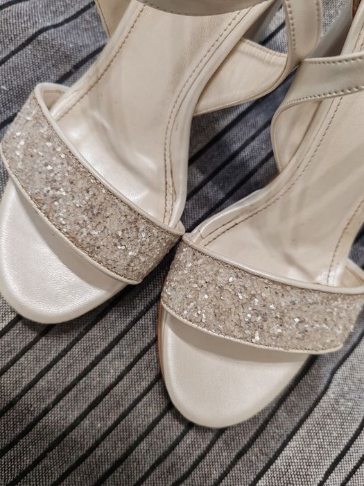 Sandale albe/ivory mireasa cununie nunta