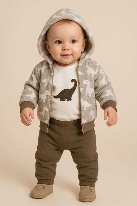 Пухкав бебешки комплект с динозавърче 3 части