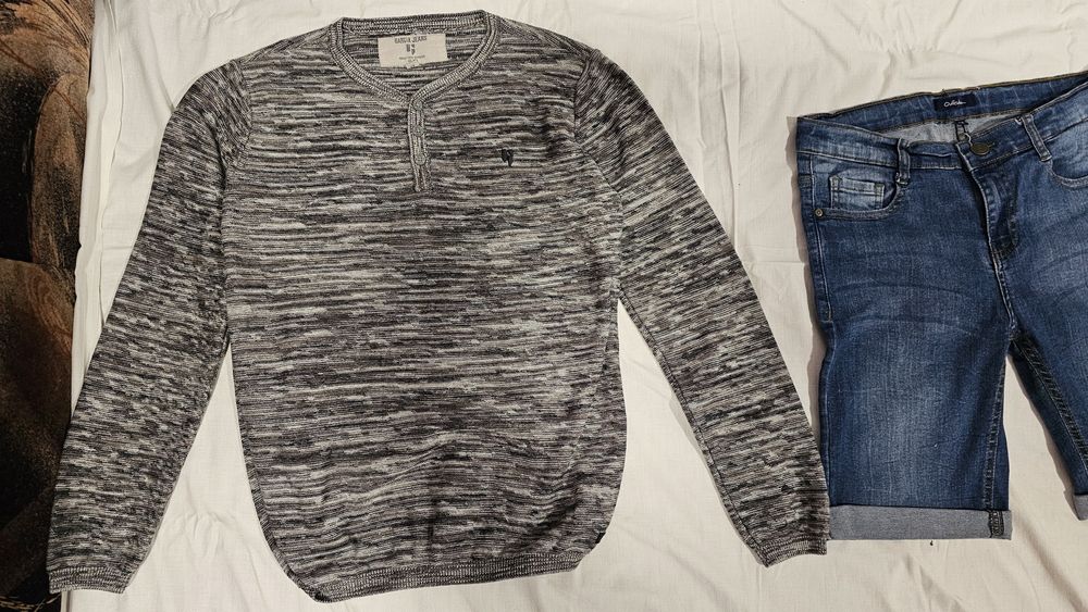 Set bluza gri și blugi 3/4 152-158