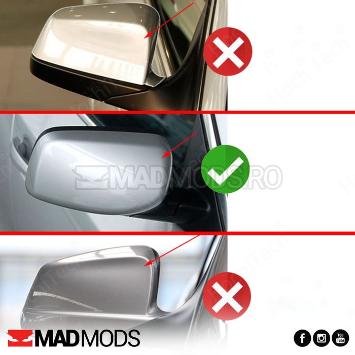 Set capace oglinzi M BMW Seria 5 6 E60 E61 E63 E64 NFL, Negru Lucios