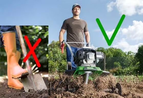 Вспашка огорода мотоблоком