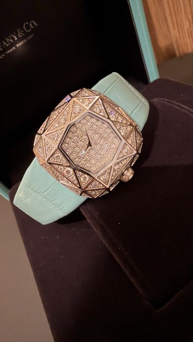 TIFFANY & Co  Carat 128 Facet Watch in White Gold with Diamonds Limited Production Unique Variations High Jewelry Riviera