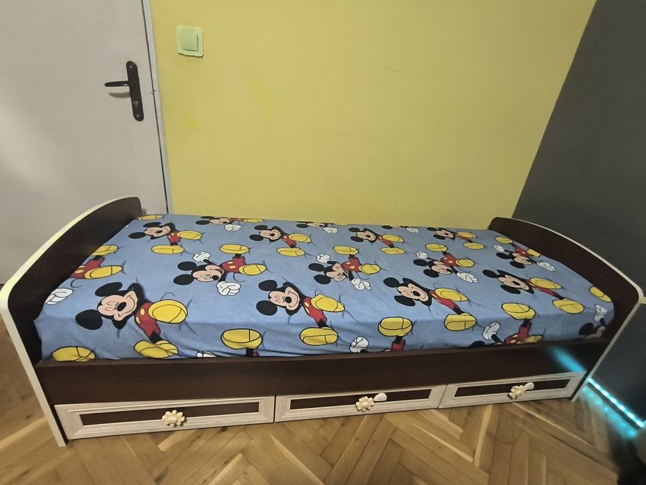 Детско легло с чекмеджета + матрак, 70×181 см