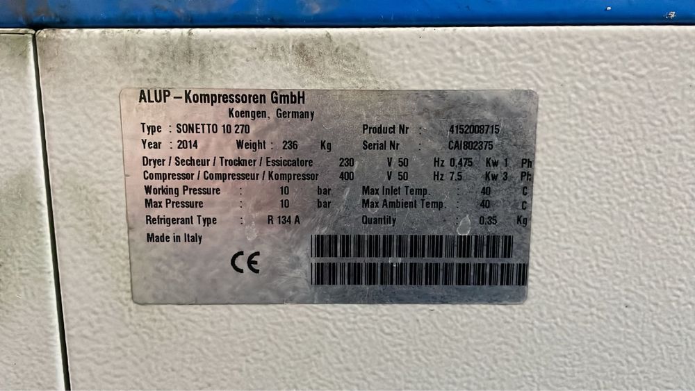 Compresor cu surub Alup 7,5 kw