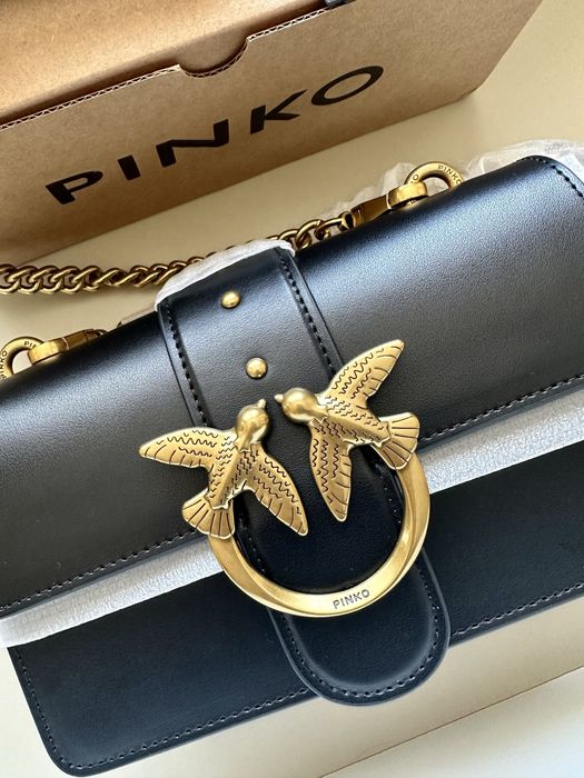 Чисто нова Чанта и колан Pinko Love Mini Icon в черен цвят
