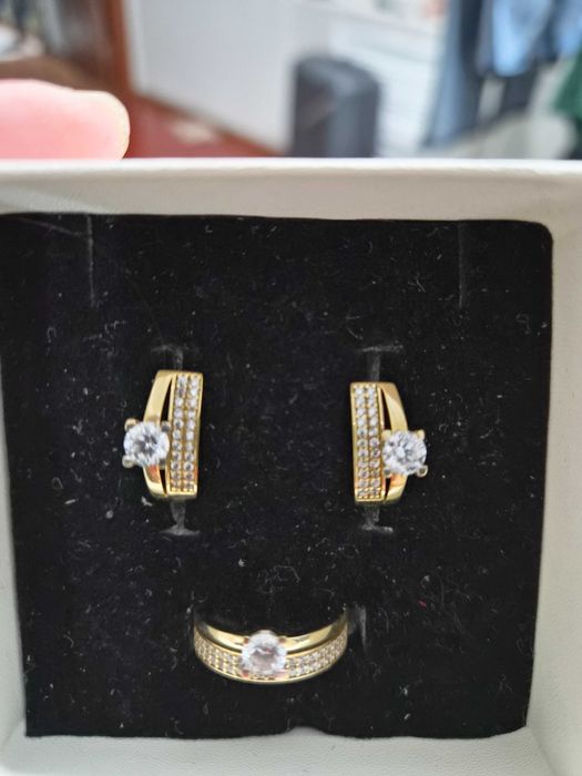 Набор золото серги и кольцо