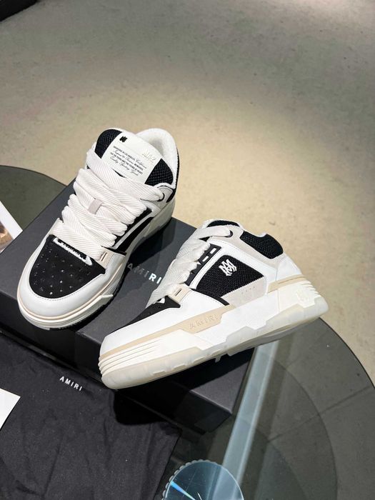 Adidasi Amiri MA-1 Low-Top Sneakers - Black / White Premium din Piele