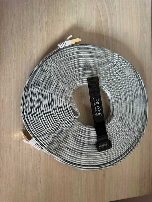 Cablu internet Ethernet CAT7 20m — plat, nylon textil, nou