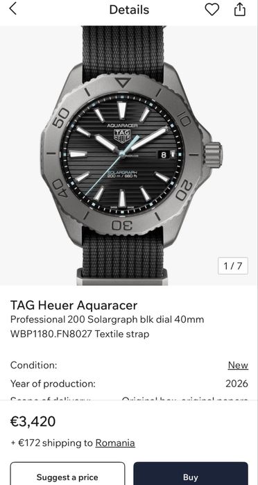 Ceas TAG Heuer Aquaracer Professional 200 Solargraph