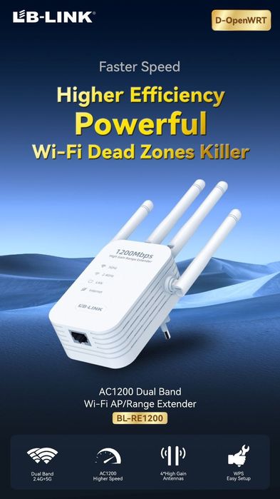 2-диапазонный AC1200 WiFi усилитель Wi-Fi репитер ретранслятор точка д