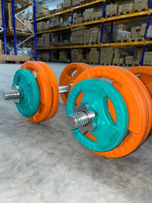 Set gantere din fontă cu înveliș din cauciuc 30 kg - 2 x 15kg