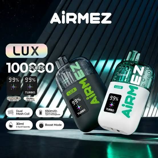 Pachet 2 Bucati Vape 100.000 Puffs Fiecare Airmez lux Mod Turbo Nivel Lichid