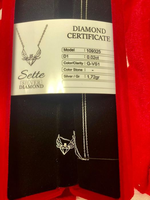 Lanț argint cu diamant