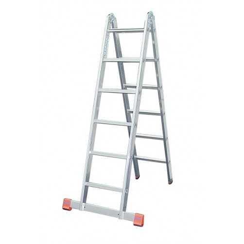 Алуминиева стълба двусекционна 2х6 стъпала - 3,56 м
