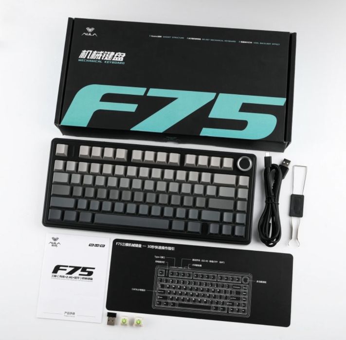 AULA F75 Side-Printed Black — механическая клавиатура