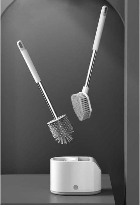 Perie toaleta 2-in-1 cu suport igienic si montare pe perete pardoseala