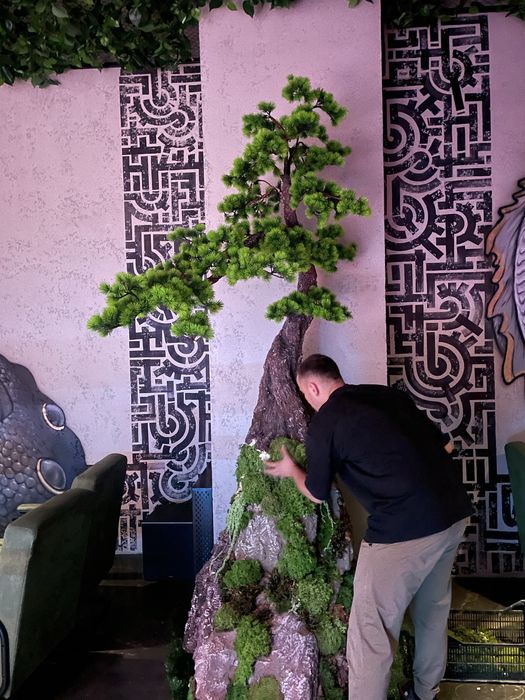 Бонсай искуственный  с натуральными растениями.