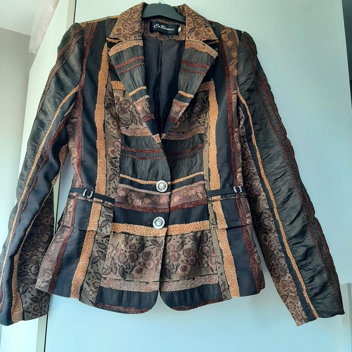 Costum dama matase brocart maro, mărimea 38