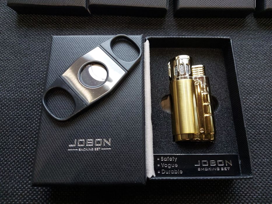 Луксозна запалка за пури JOBON с подарък резачка,4 цвята