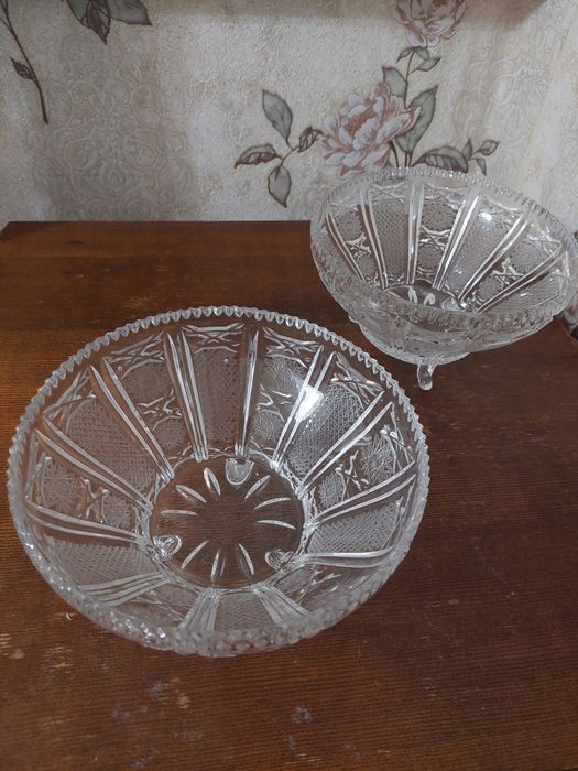 фруктовая ваза, хрустальная