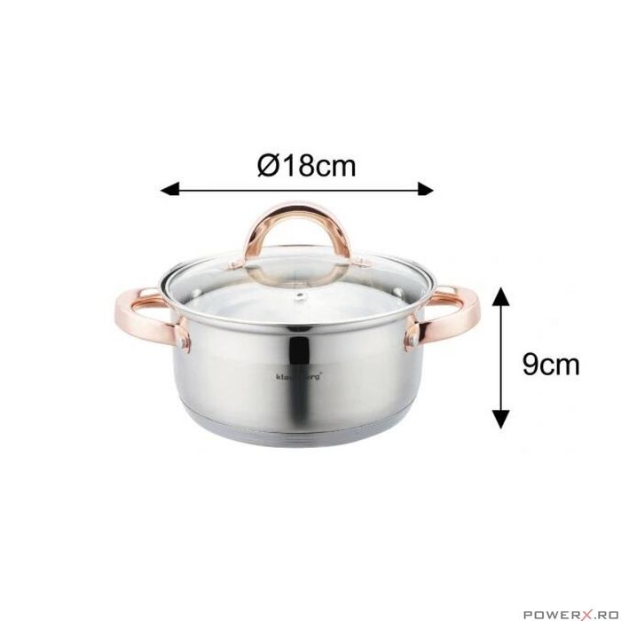 Set de 3 piese, oala pentru fiert cu abur, inox, diametru 18 cm,