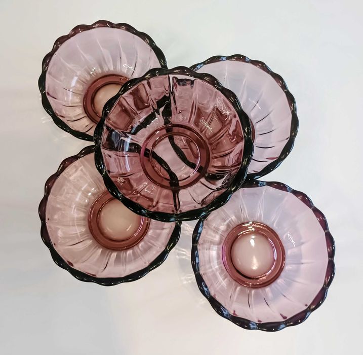 Ретро купички Cranberry Glass - червена боровинка 5 бр