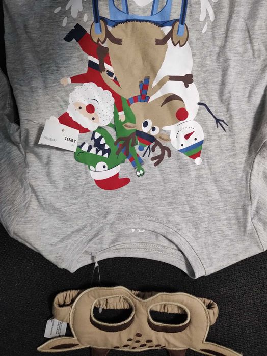 Нова детска коледна блуза с маска еленче 6г