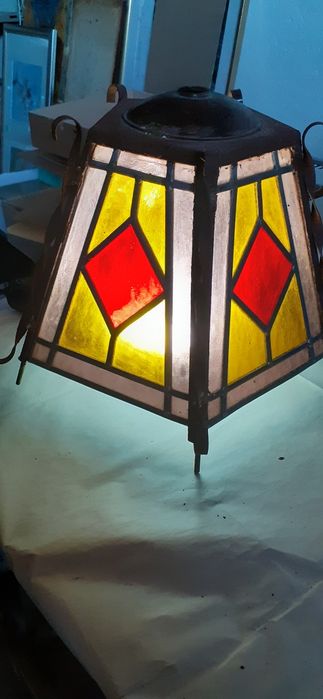 Lampadar cu vitraliu suspendabil  pentru exterior Rustic Vechi Vintage