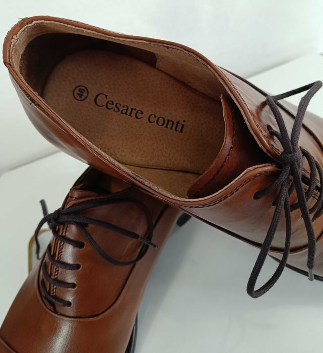 Pantofi oxford cap toe 46 46.5 de lux Cesare Conti NOI piele naturala