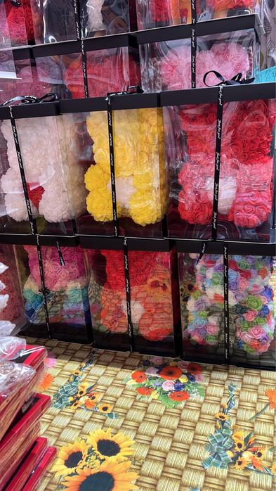 Ursuleti din trandafiri de sapun 65 cm