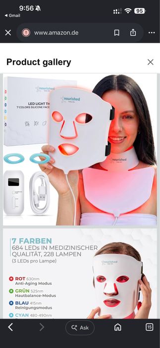 Led маска за лице Nourished със 7 вида светлина