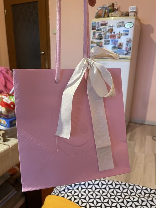 Дамско сребърно колие с две сърца Сваровски/Swarovski