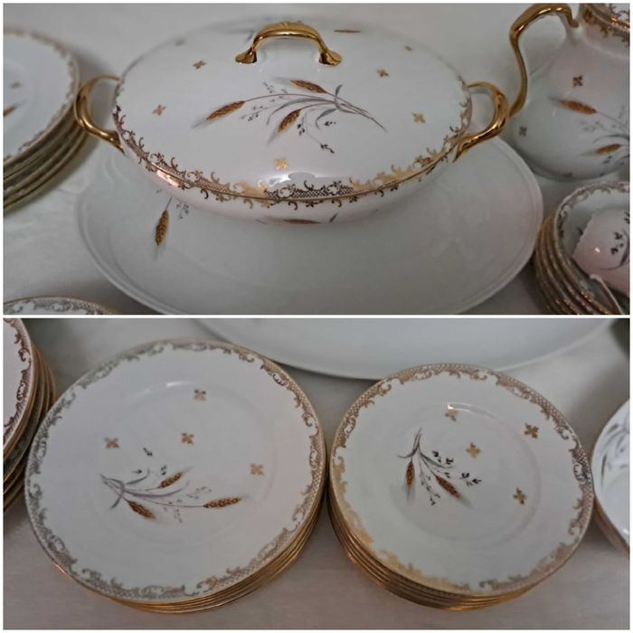 set serviciu de masa portelan Limoges 6 persoane 44 piese