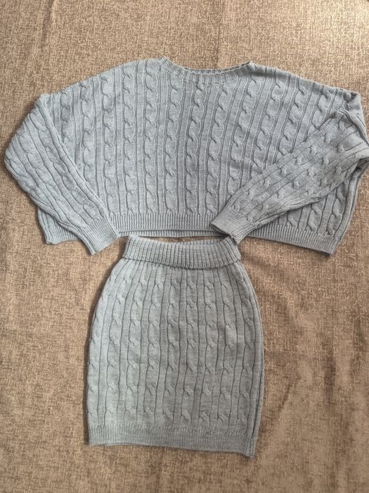 Плетен сет пола + пуловер